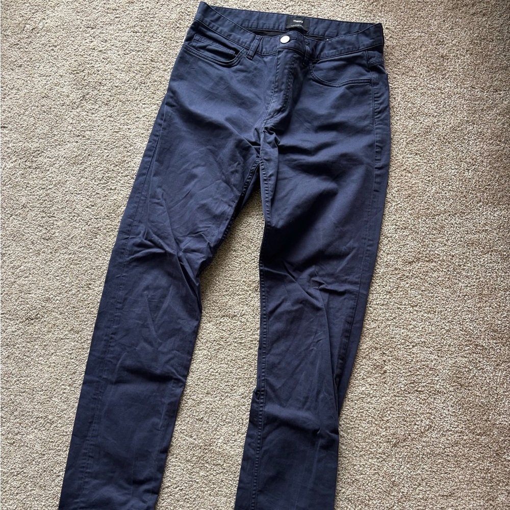 Theory Men's Haydin Straight Slim Fit navy cotton pants 31